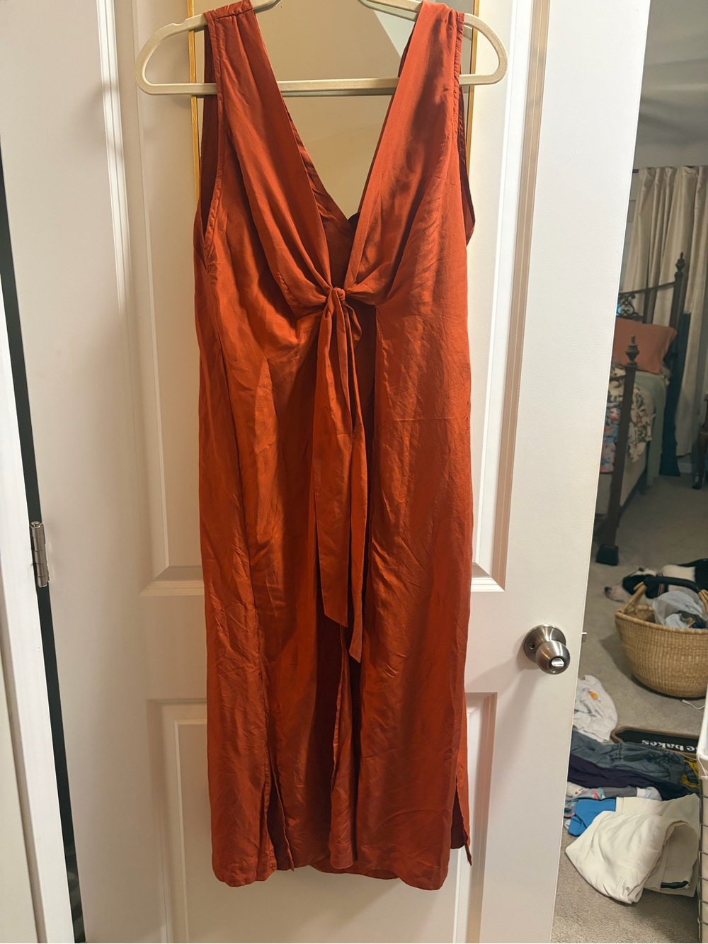 Free People Rust Tie-Front Midi Dress